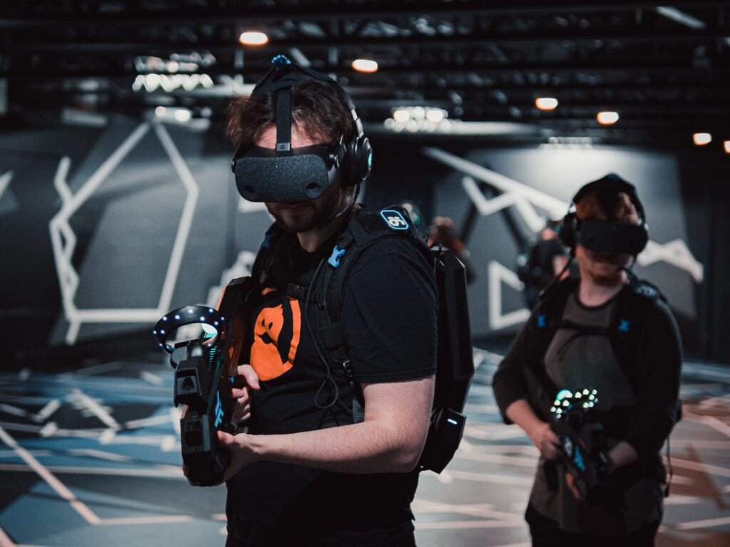 wearing a VR headset